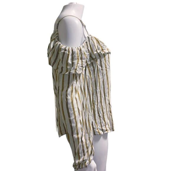 Maurices Women's Size Large Cold Shoulder Top Long Sleeve Vertical Stripe Shirt - Picture 2 of 7